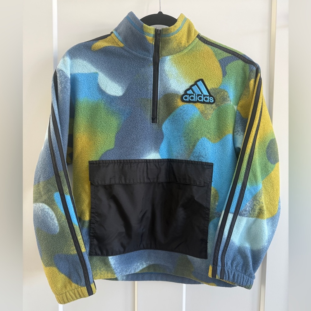 Adidas Cozy Fleece Camo 1/4 Zip Pullover Cozy Gradient Pullover Size 10/12 B7